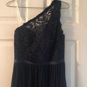 David’s bridal marine lace one-shoulder dress